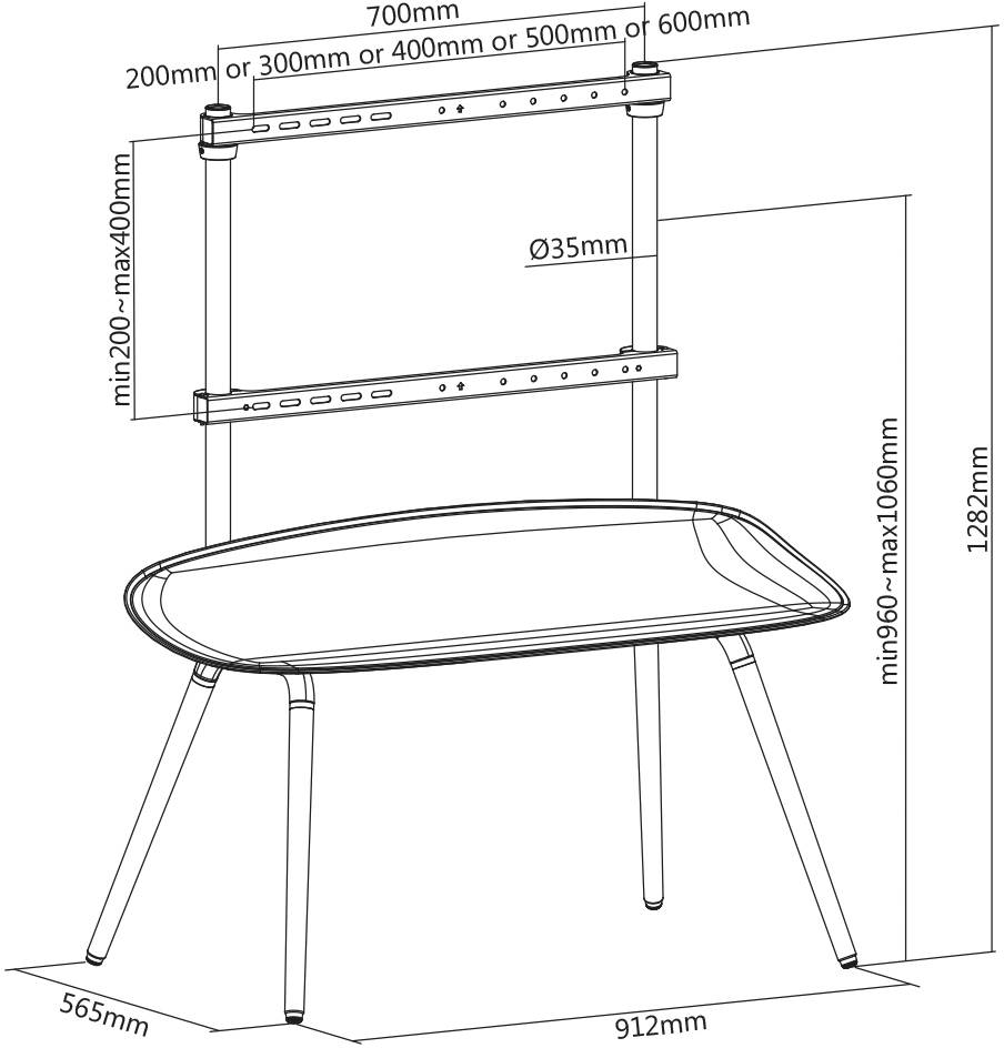 My Wall HT 25 L TV-Standfuß 139,7 cm (55") - 177,8 cm (70") Höhenverstellbar, Stand