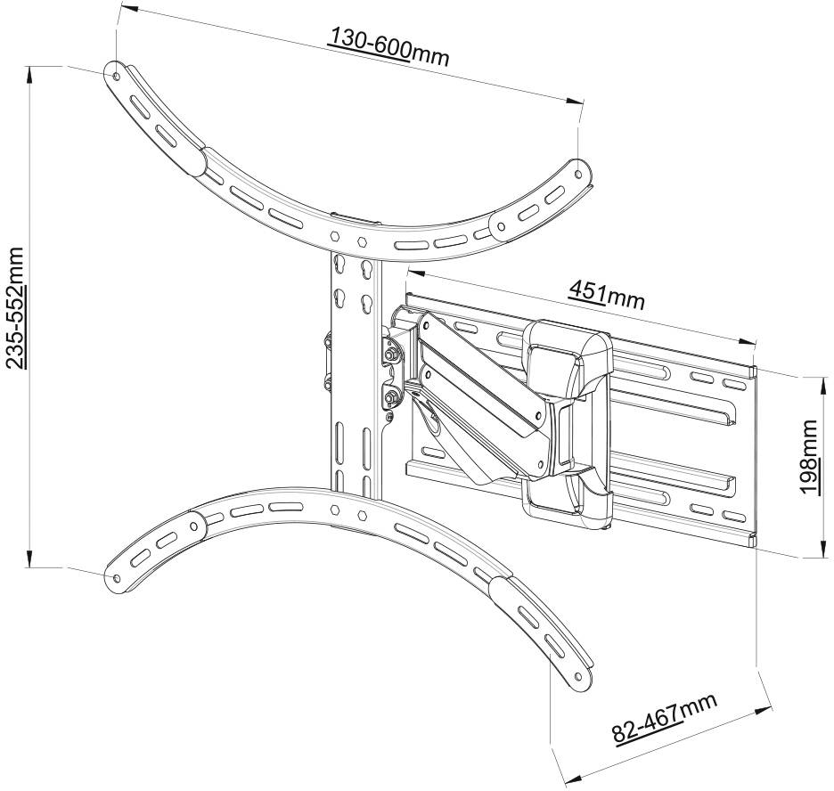 My Wall HL 24 L TV-Wandhalterung 81,3 cm (32") - 190,5 cm (75") Drehbar, Höhenverstellbar, Neigbar+Schwenkbar