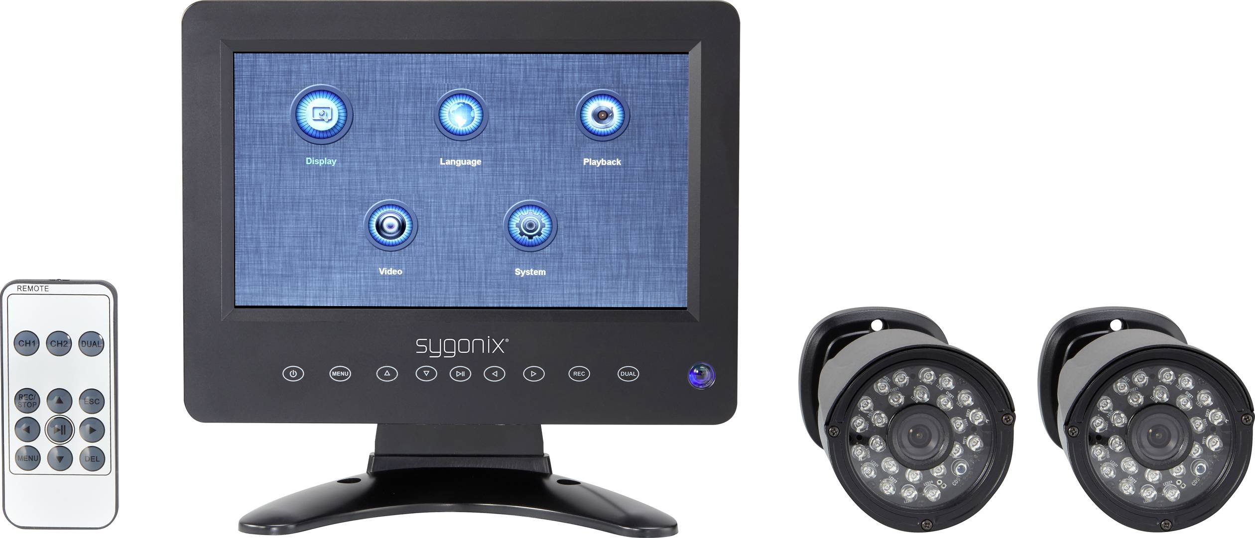 Sygonix SY-4600588 AHD Überwachungskamera-Set 2-Kanal mit 2 Kameras 1280 x 720 Pixel