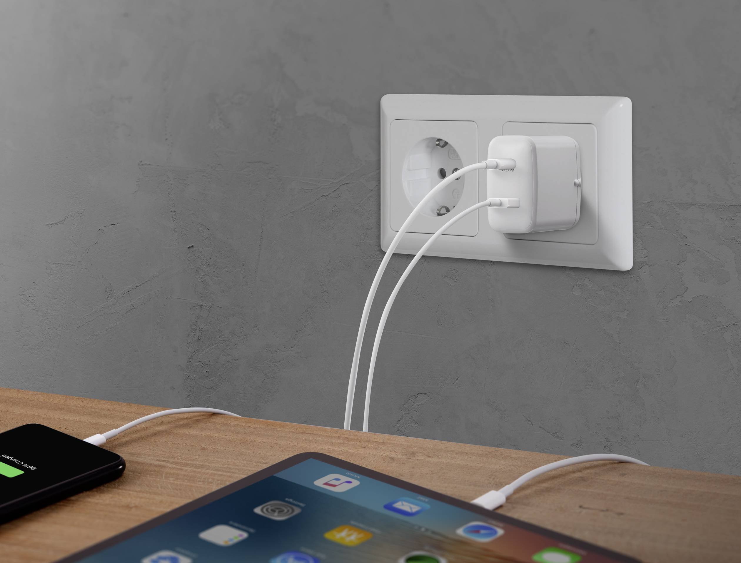 VOLTCRAFT UC-2ACX001 USB Ladegerät 32W 1x USB-A, 1x USB-C® USB PD Weiß Innenbereich USB Power Delivery (USB-PD)