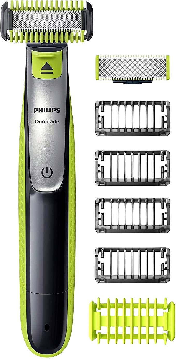 Philips OneBlade QP2630/30 Präzisions Trimmer, Bartschneider, Rasierer abwaschbar Schwarz, Grün, Silber
