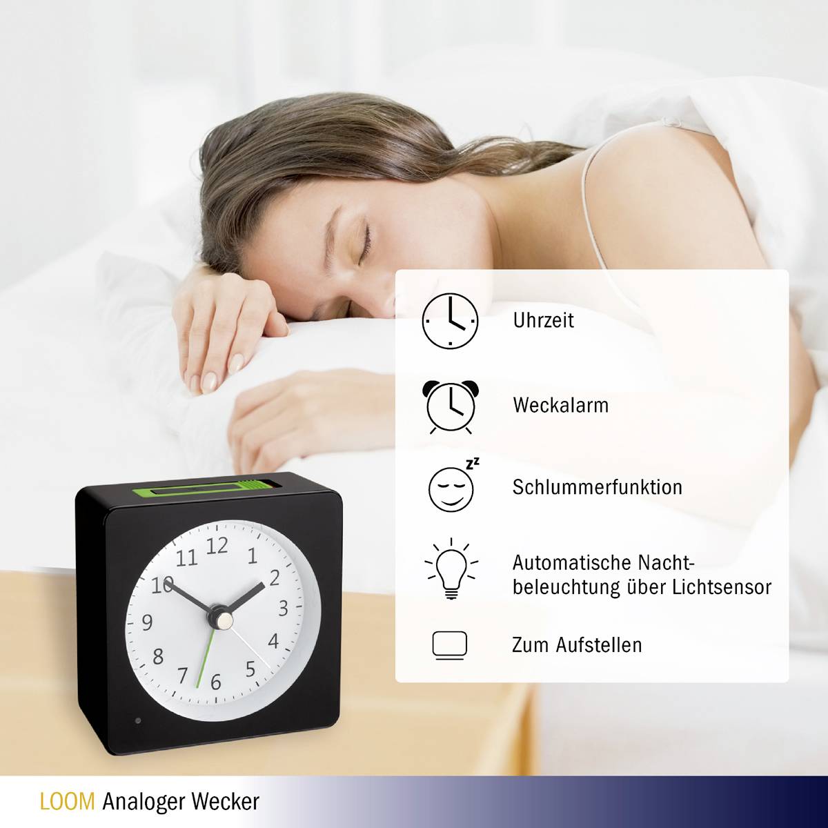 TFA Dostmann 60.1031.01 Quarz Wecker Schwarz Alarmzeiten 1