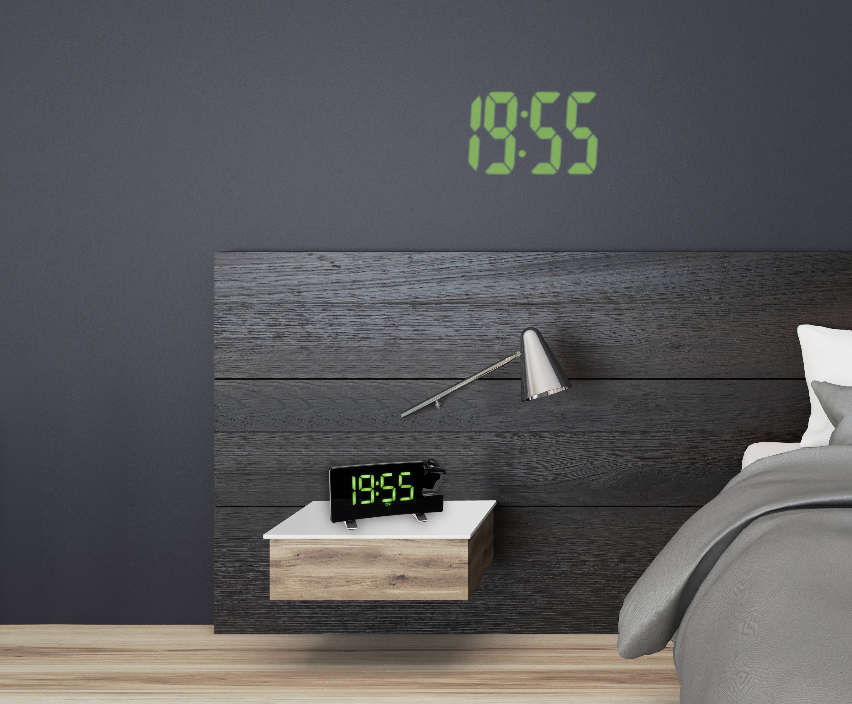 TFA Dostmann 60.5015.04 Quarz Wecker Schwarz Großes Display, USB Anschluss