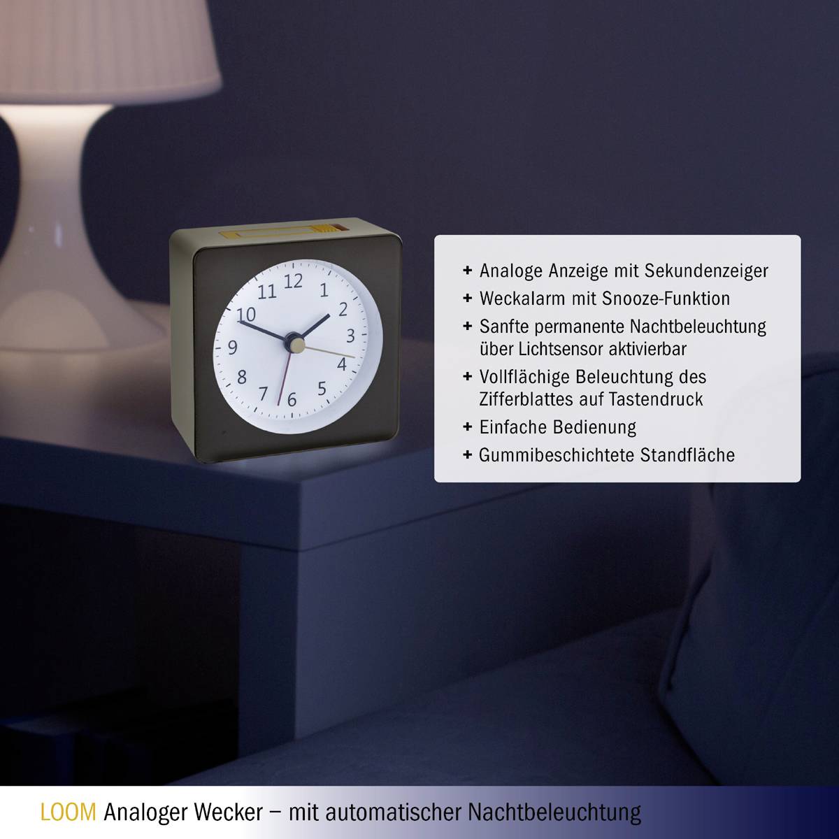 TFA Dostmann 60.1031.10 Quarz Wecker Grau, Gelb Alarmzeiten 1