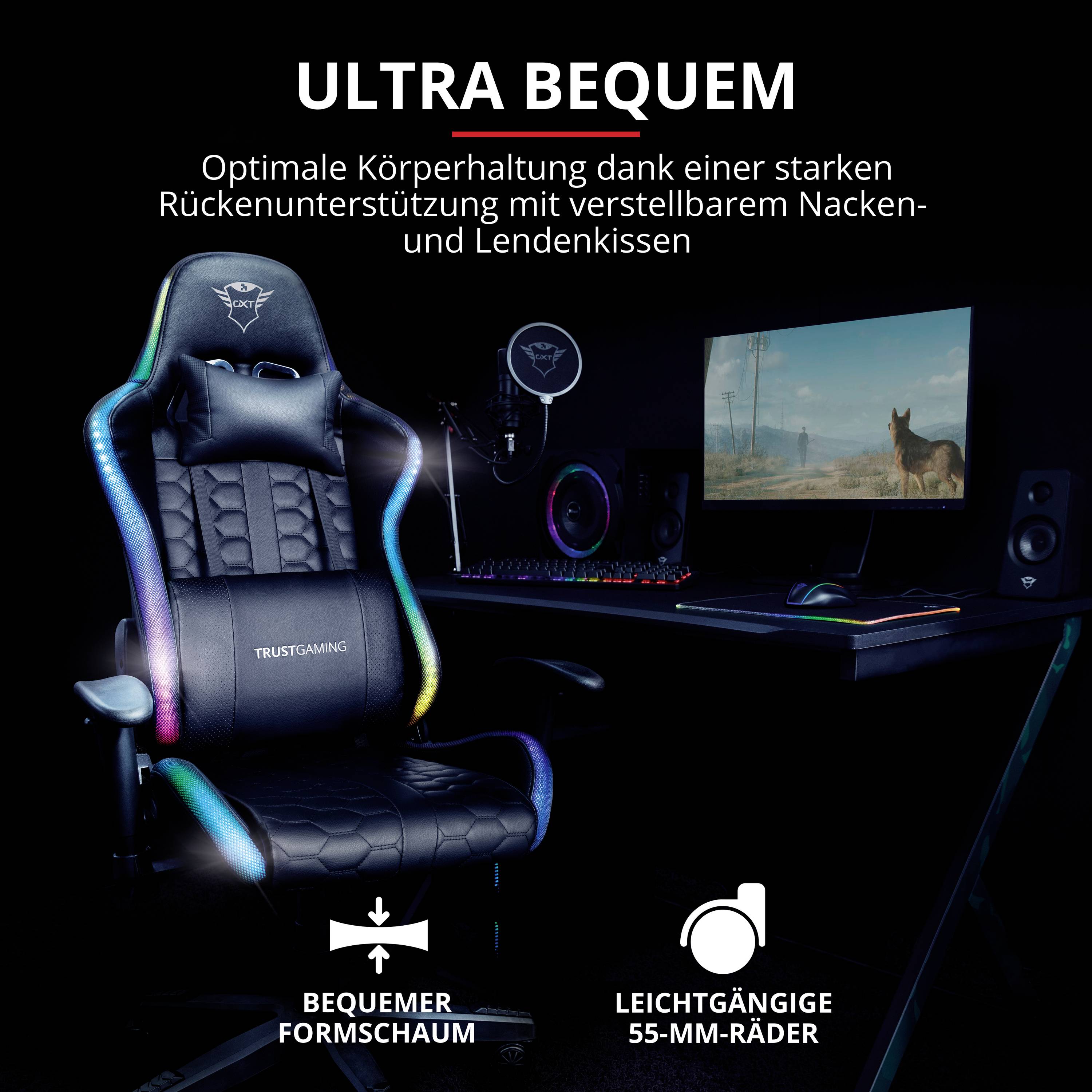 Trust ODY Silent Wireless Deskset Kabellos Tastatur, Maus-Set Deutsch, QWERTZ Schwarz