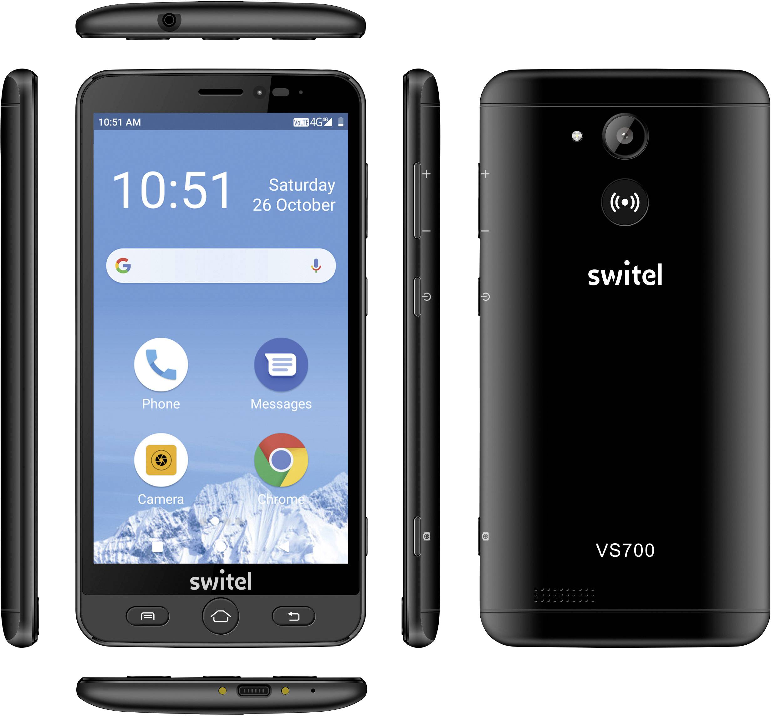 Switel VS700 Senioren-Smartphone 2 GB 14 cm (5.5 Zoll) Schwarz Android™ 9.0