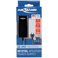 Ansmann 1201-0026 Steckernetzteil, einstellbar 12 V/DC, 24 V/DC, 22 V/DC, 20 V/DC, 19 V/DC, 18 V/DC, 15 V/DC 2250mA 27W Ansmann 1201-0026 Steckernetzteil, einstellbar 12 V/DC, 24 V/DC, 22 V/DC, 20 V/DC, 19 V/DC, 18 V/DC, 15 V/DC 2250mA 27W