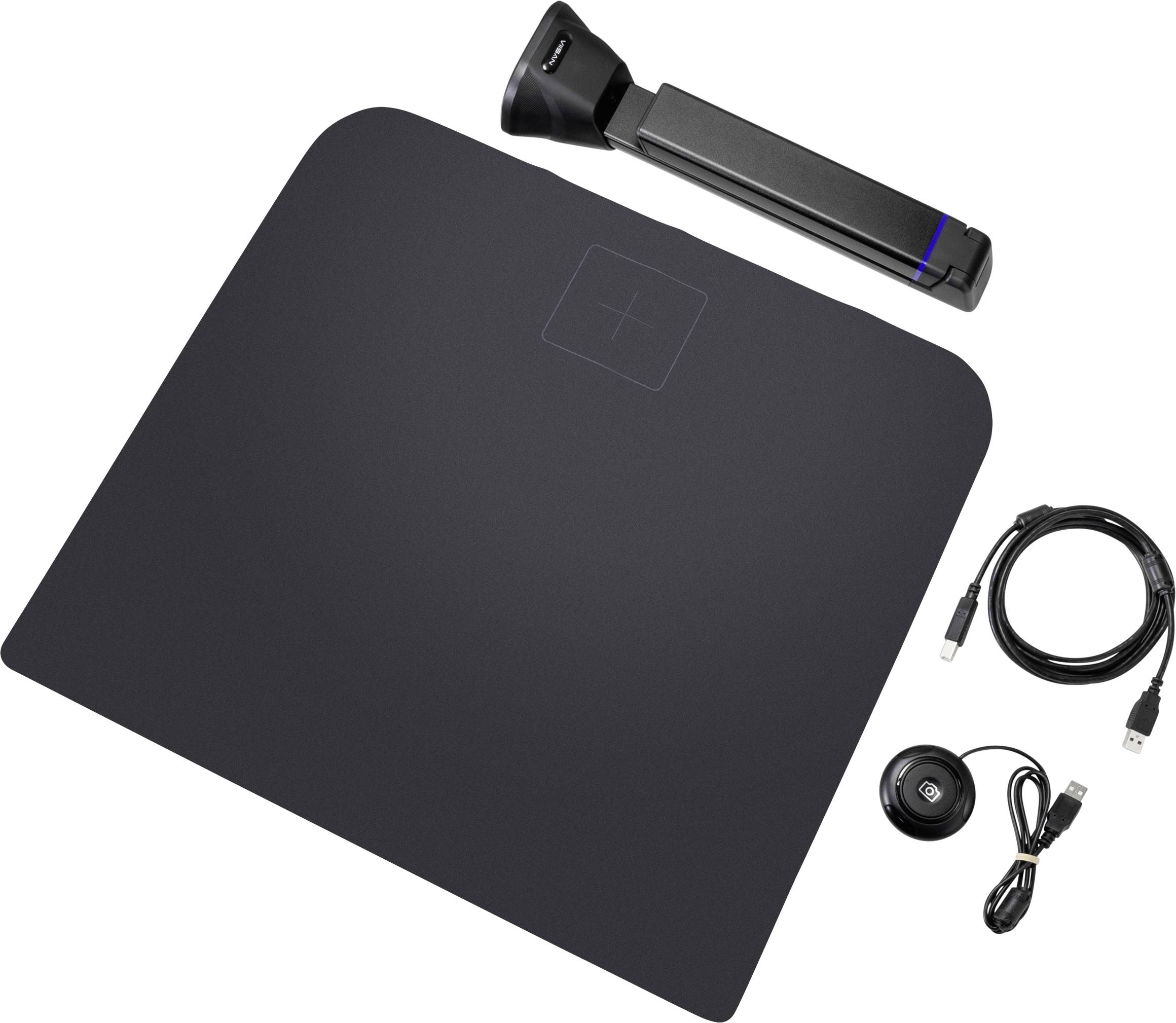 Schwarze kabellose Ladestation mit faltbarem Ständer, USB-Kabel und Netzadapter; geeignet für verschiedene elektronische Geräte.