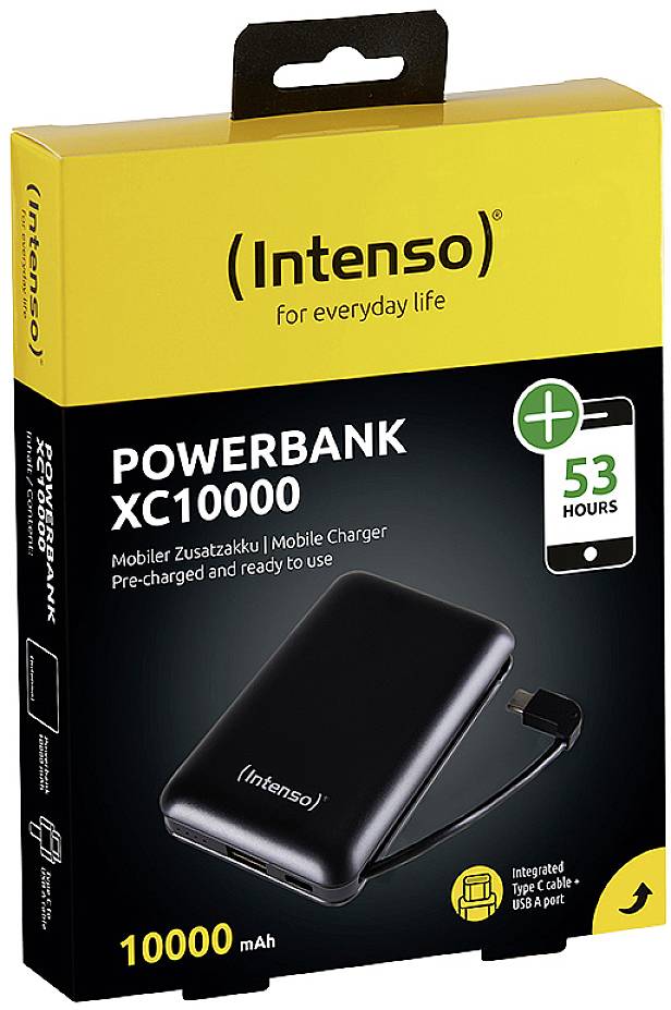 Intenso XC10000 Powerbank 10000 mAh LiPo USB-A, USB-C® Schwarz Statusanzeige