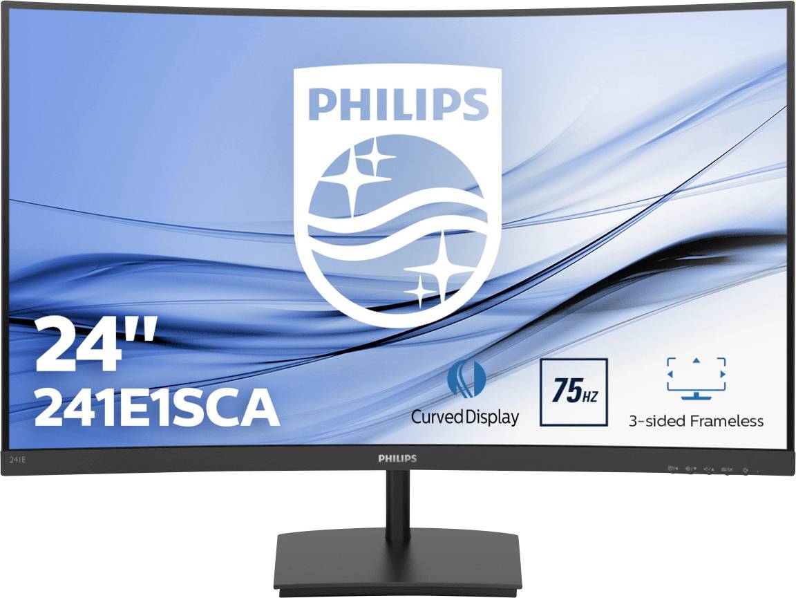 Philips Monitore 241E1SCA LCD-Monitor EEK F (A - G) 61cm (24 Zoll) 1920 x 1080 Pixel 16:9 4 ms Kopfhörer-Buchse, Audio-Line-in VA