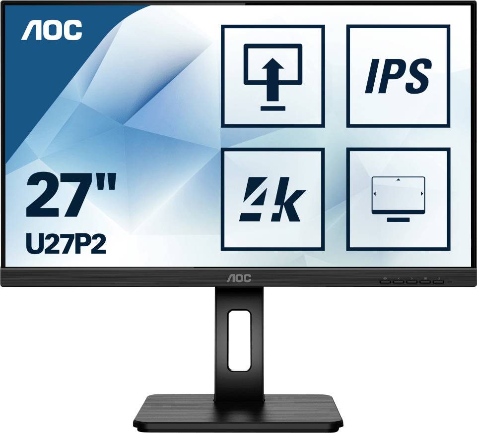 AOC U27P2 LCD-Monitor EEK G (A - G) 68.6 cm (27 Zoll) 3840 x 2160 Pixel 16:9 4 ms Kopfhörer-Buchse, Audio-Line-in IPS LED