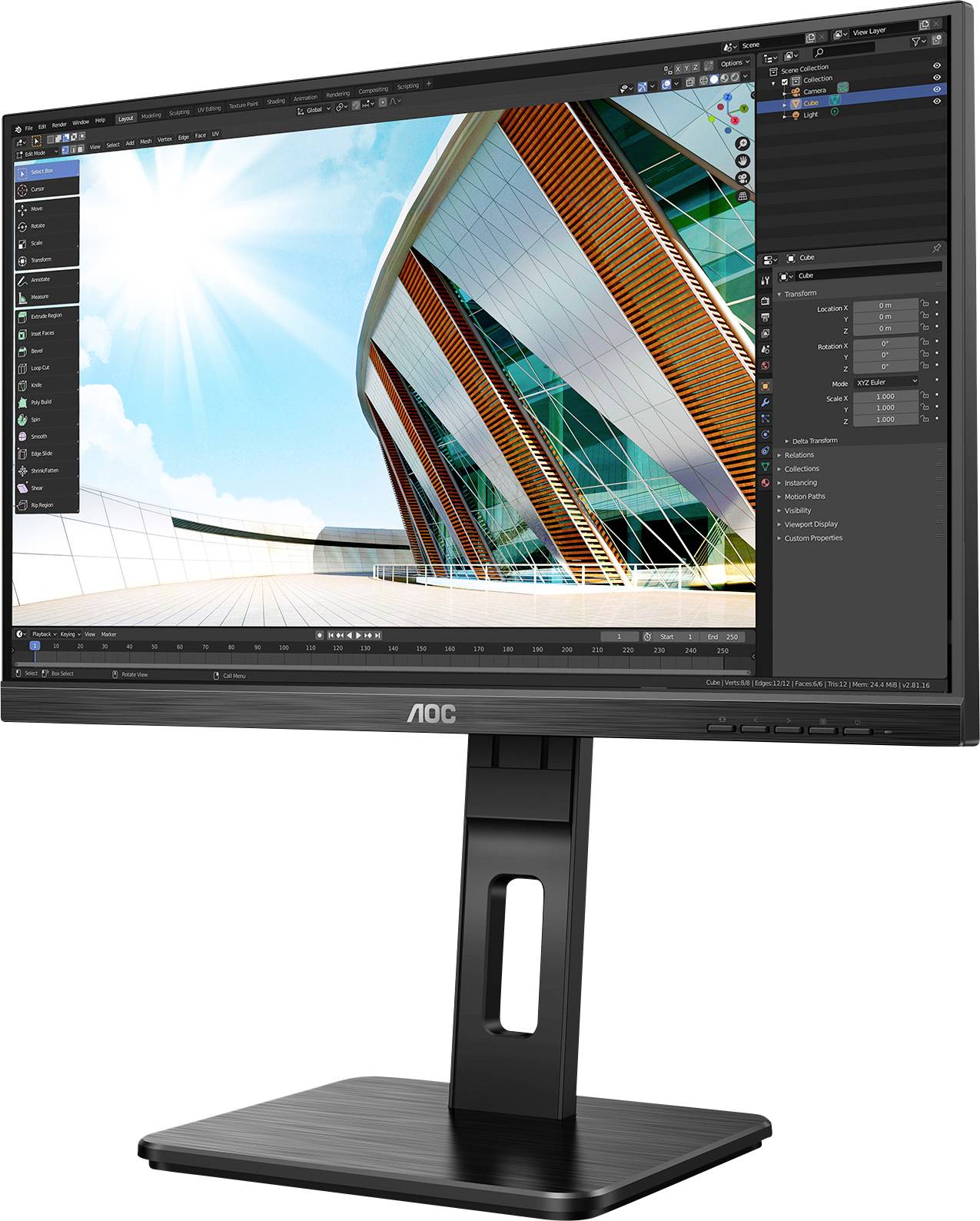 AOC 22P2DU LCD-Monitor 54.6cm (21.5 Zoll) EEK E (A - G) 1920 x 1080 Pixel Full HD 4 ms Audio-Line-in, Audio-Line-out IPS LED