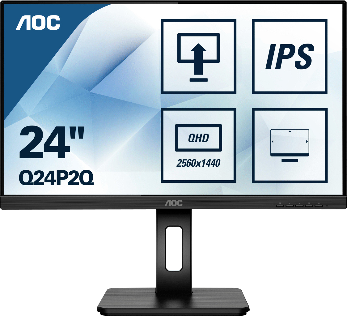 AOC Q24P2Q LCD-Monitor EEK E (A - G) 60.5cm (23.8 Zoll) 2560 x 1440 Pixel 16:9 4 ms Kopfhörer-Buchse, Audio-Line-in IPS LED