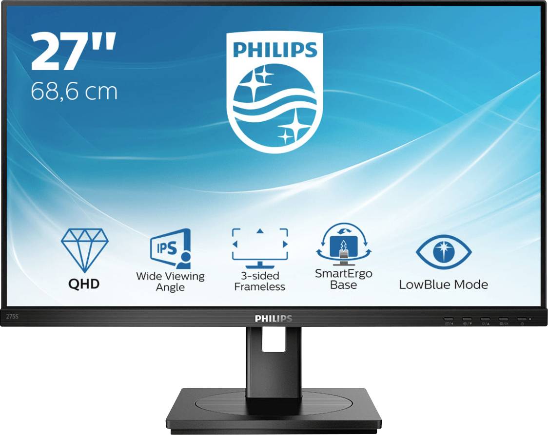Philips 275S1AE LCD-Monitor EEK F (A - G) 68.6 cm (27 Zoll) 2560 x 1440 Pixel 16:9 4 ms Kopfhörer-Buchse, Audio-Line-in IPS LED