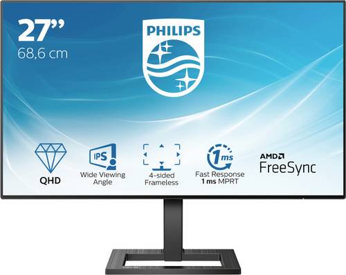 Philips 275E2FAE LCD-Monitor 68.6cm (27 Zoll) EEK B (A+++ - D) 2560 x 1440 Pixel QHD 4 ms Audio-Line