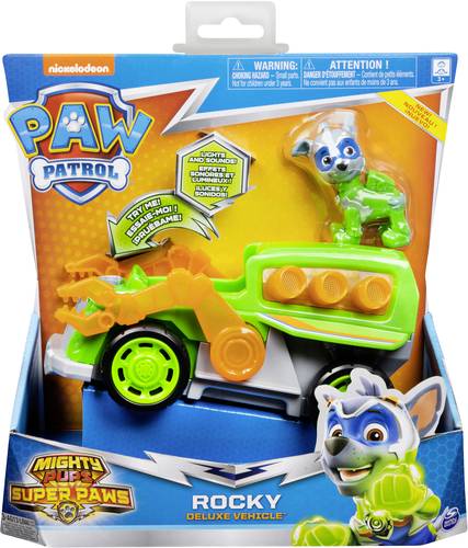 PAW Patrol Mighty Pups Super Paws Recyclingtruck mit Rocky-Figur (Basic Themed Vehicle)