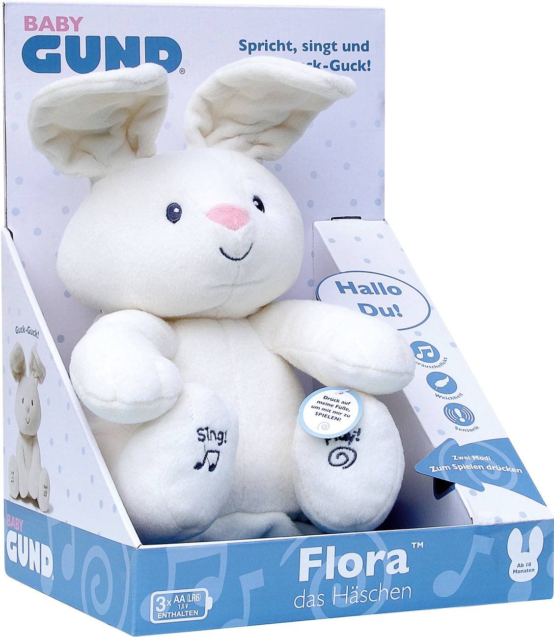 GUND Flora, das singende und sprechende Häschen - deutsch, ca. 30 cm