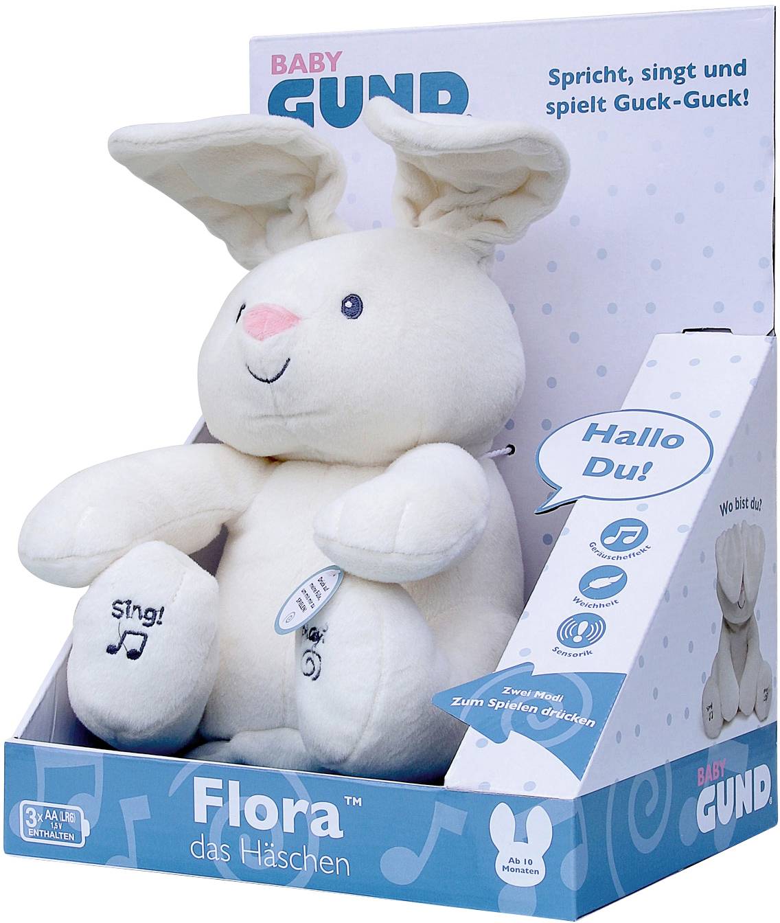 GUND Flora, das singende und sprechende Häschen - deutsch, ca. 30 cm