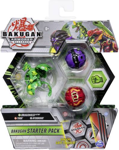 Bakugan Starter Pack mit 3 Armored Alliance Bakugan (Ultra Ventus Dragonoid, Basic Pyrus Trox, Basic