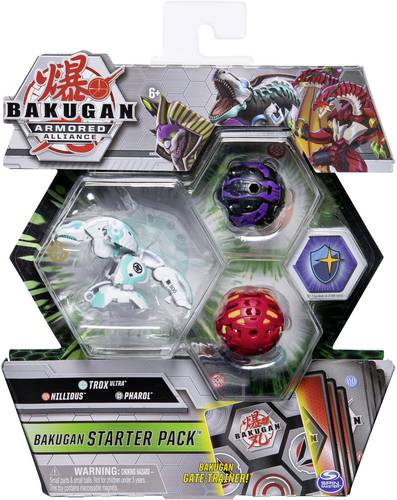 Spin Master Bakugan starter pack mit 3 armored alliance bakugan (ultra haos trox, basic darkus pharol, basic pyr
