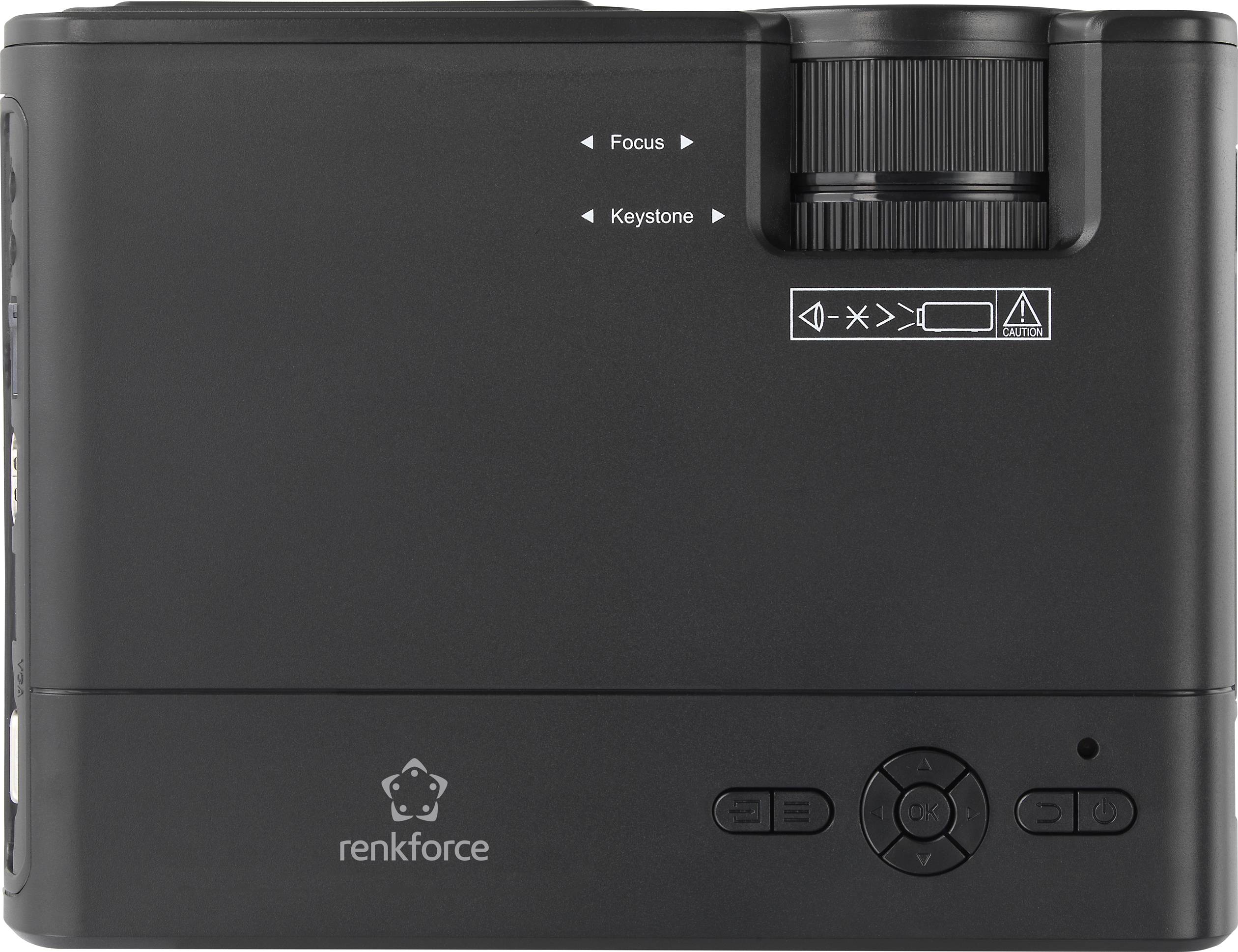 Renkforce Beamer RF-PJ-300 LCD 3200 lm 800 x 480 WXGA Mini Beamer, VGA Eingang, mit Fernbedienung, Integrierter Lautsprecher