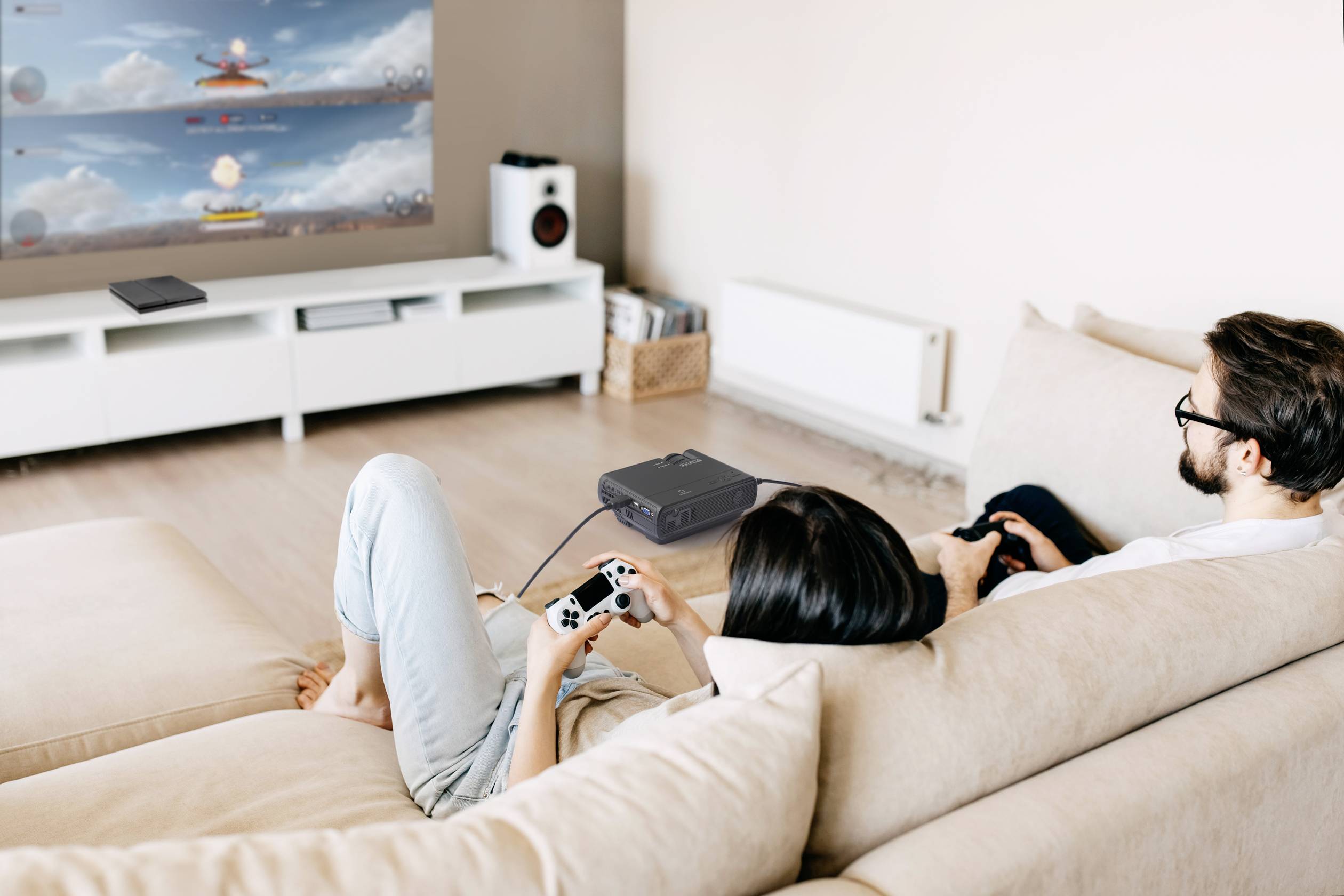 Renkforce Beamer RF-PJ-300 LCD 3200 lm 800 x 480 WXGA Mini Beamer, VGA Eingang, mit Fernbedienung, Integrierter Lautsprecher