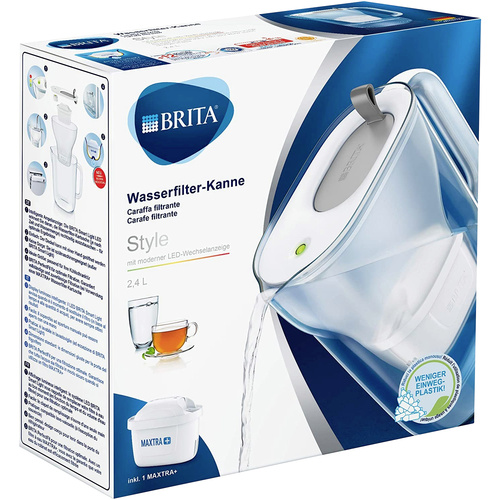 Brita Wasserfilter Style 073138 + 1 MAXTRA+ Filterkartusche 2.4 l Grau