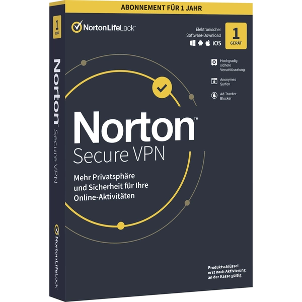 Norton Life Lock Secure VPN Jahreslizenz, 1 Lizenz Windows, Mac, Android, iOS Sicherheits-Software Norton Life Lock Secure VPN Jahreslizenz, 1 Lizenz Windows, Mac, Android, iOS Sicherheits-Software