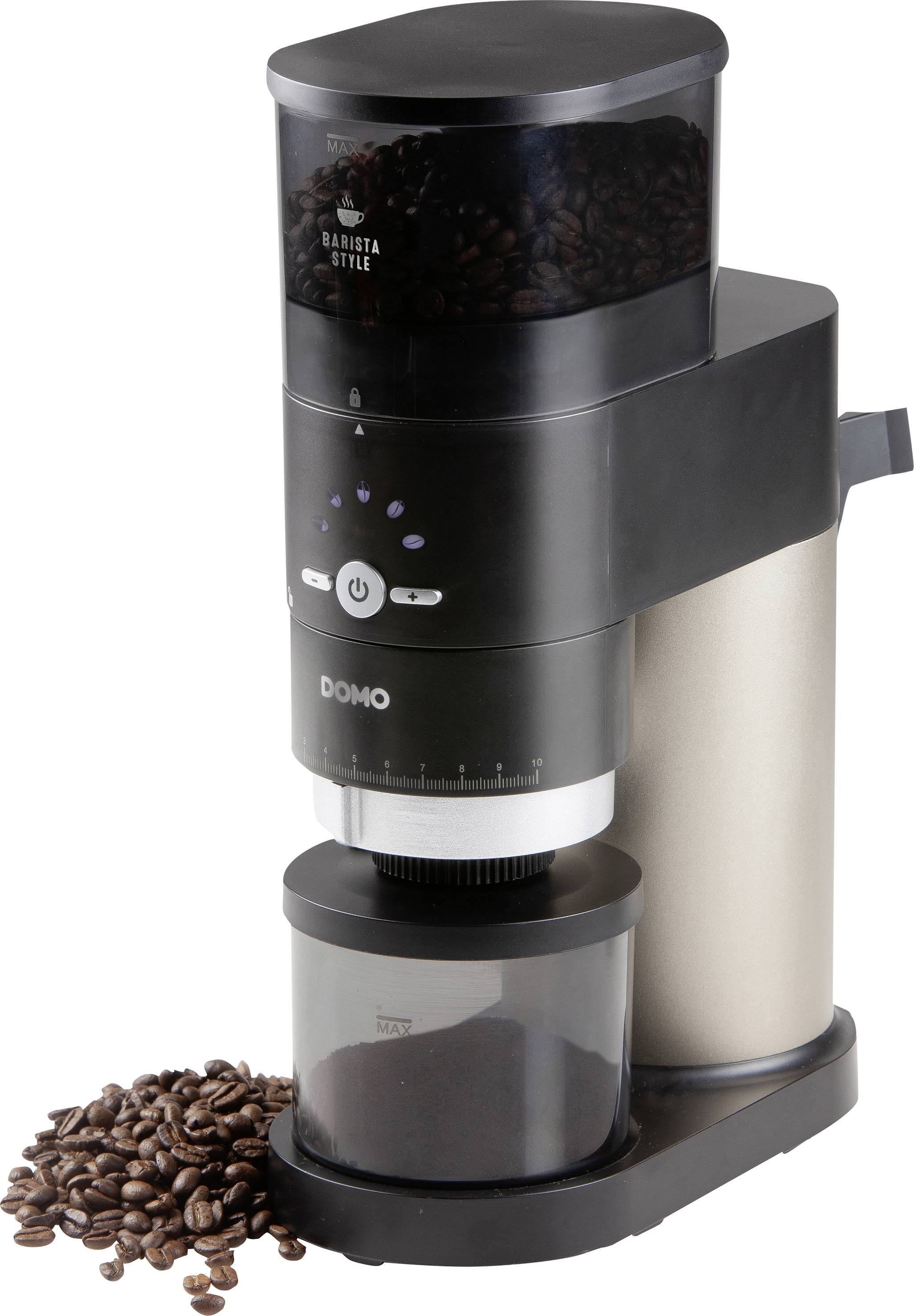 DOMO DO715K DO715K Kaffeemühle Schwarz, Silber Stahl-Kegelmahlwerk