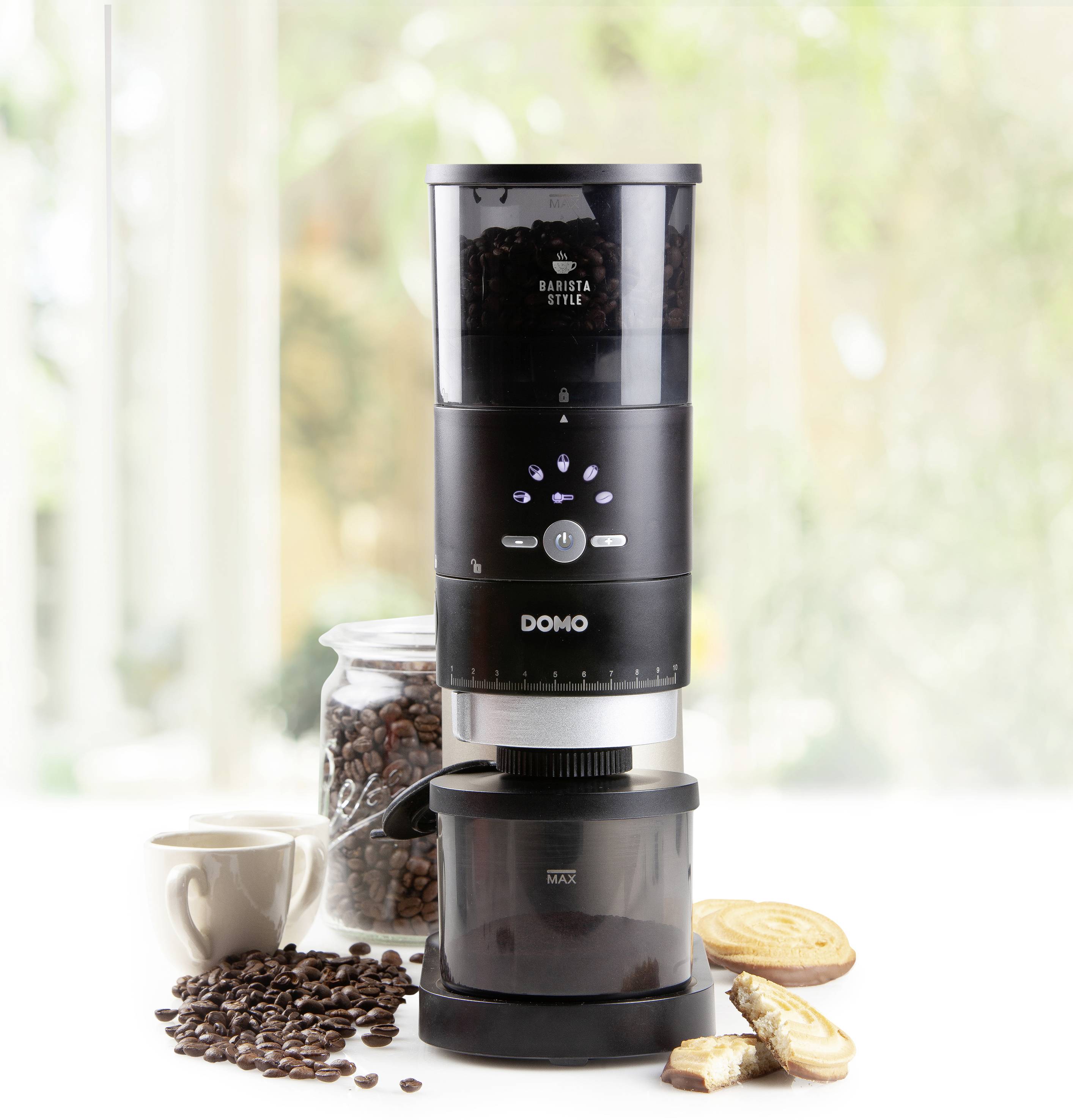 DOMO DO715K DO715K Kaffeemühle Schwarz, Silber Stahl-Kegelmahlwerk