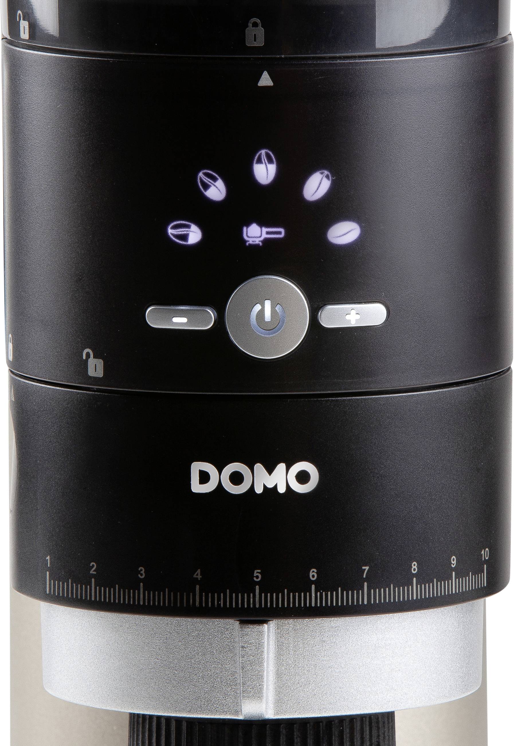 DOMO DO715K DO715K Kaffeemühle Schwarz, Silber Stahl-Kegelmahlwerk