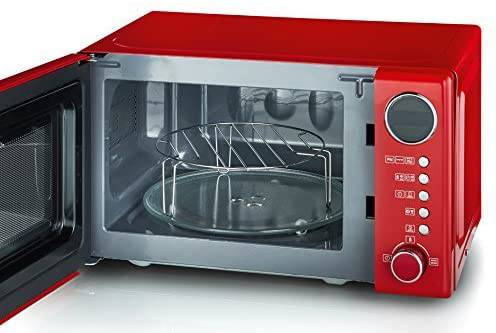Severin MW 7893 Retro Mikrowelle Rot 700 W Timerfunktion, Grillfunktion, mit Kochfunktion, Multifunktion