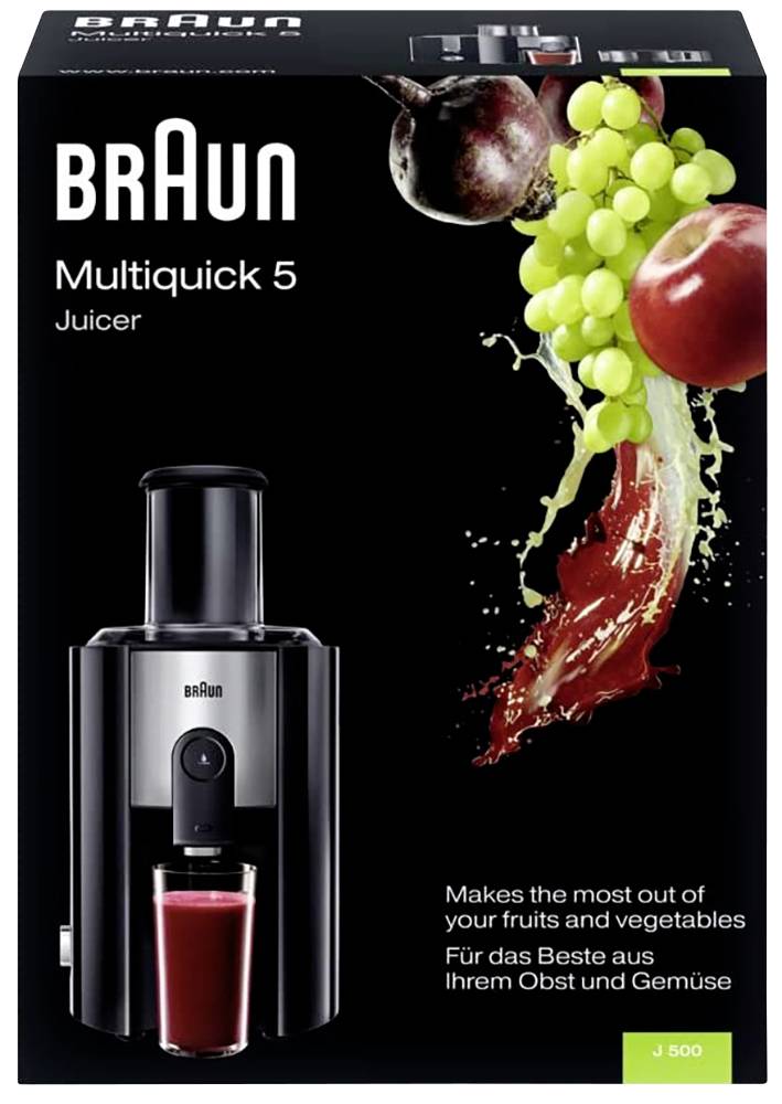 Braun Entsafter Multiquick 5 J500 BK 900 W Edelstahl, Schwarz mit Entsafter
