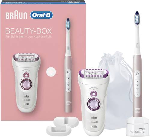 Braun Beauty Box Silk-épil 9 9-700 SensoSmart Epilierer + + Oral-B Pulsonic Slim Luxe 4000 Weiß, R