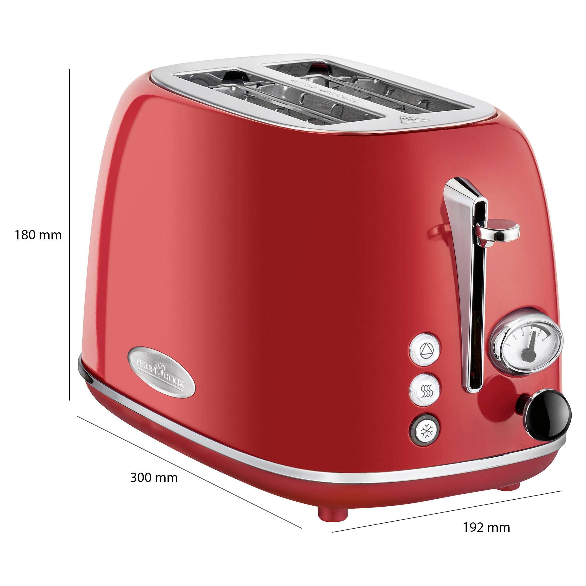 Profi Cook PC-TA 1193 Toaster Edelstahl, Rot