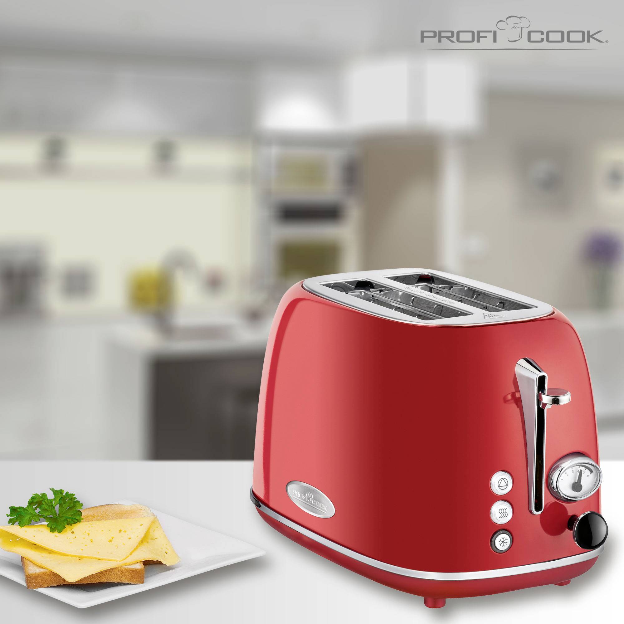 Profi Cook PC-TA 1193 Toaster Edelstahl, Rot