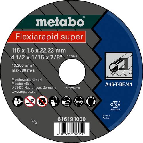 Metabo 616191000 Trennscheibe gerade 115 mm 25 St. Blech, Profile