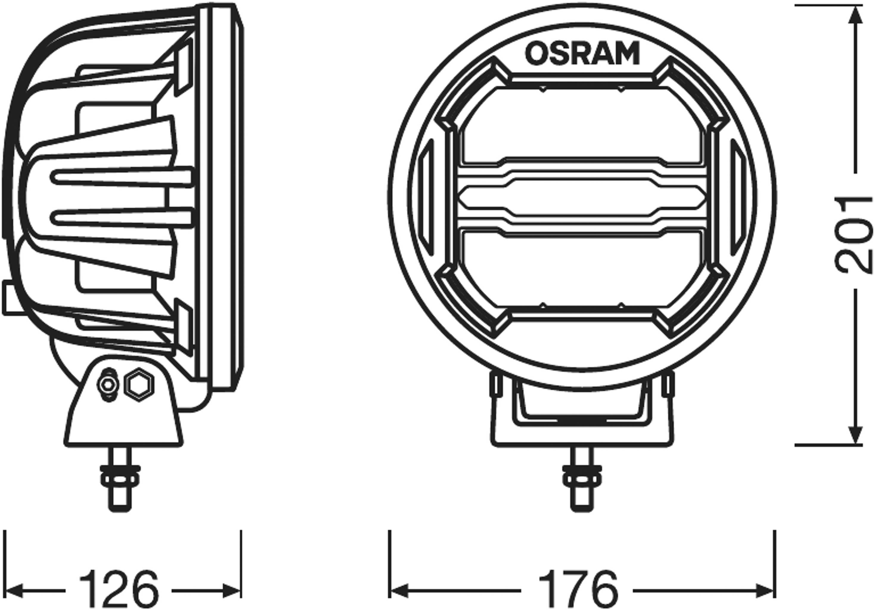 Osram Automotive Fernscheinwerfer LEDDL111-CB LEDriving® ROUND MX180-CB LED vorne (L x B x H) 201 x 176 x 126mm