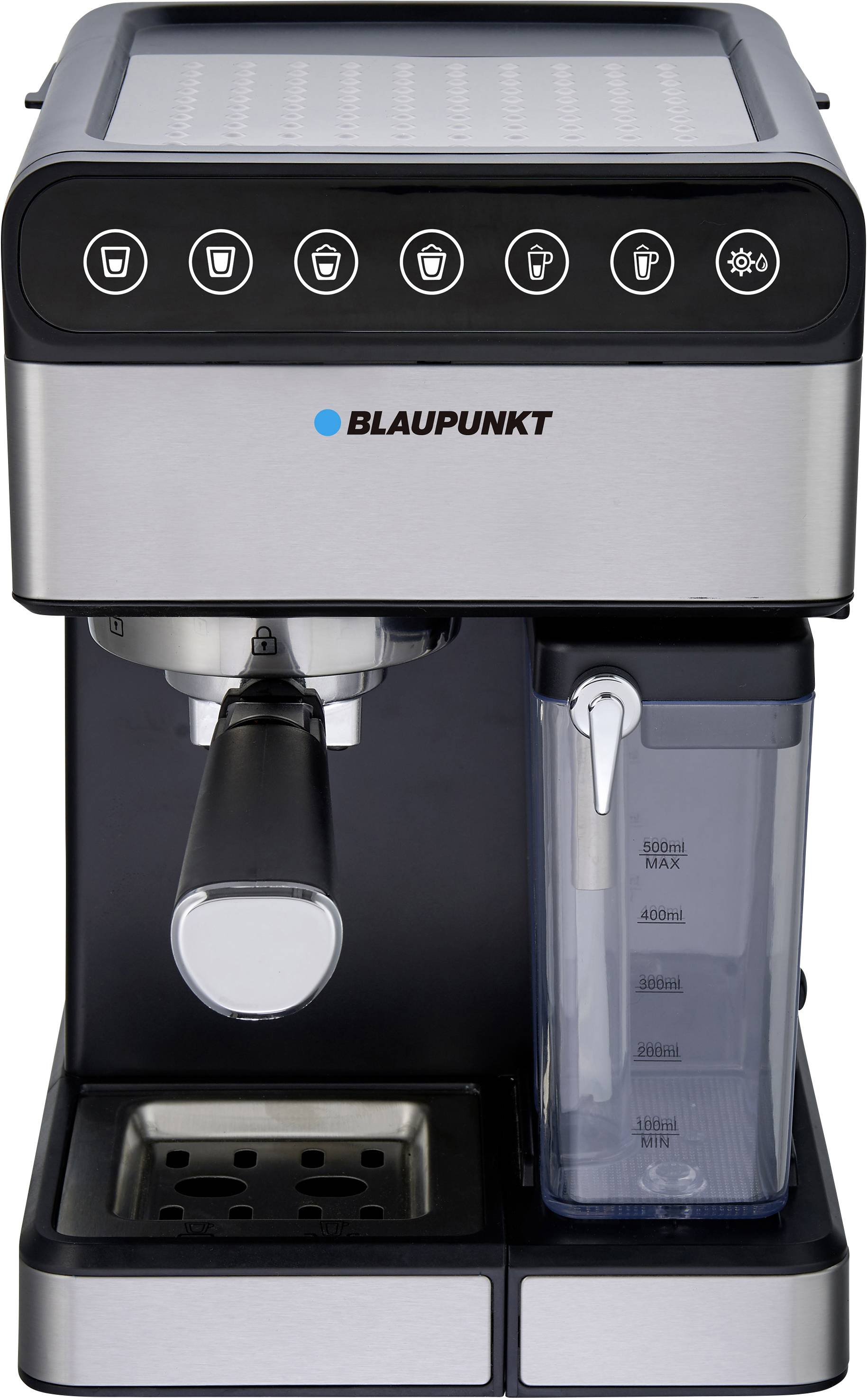 Blaupunkt CMP601 Espressomaschine mit Siebträger Schwarz, Stahl mit Milchbehälter