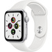 Apple Watch SE GPS 44 mm Aluminiumgehäuse Silber Sportarmband Weiß