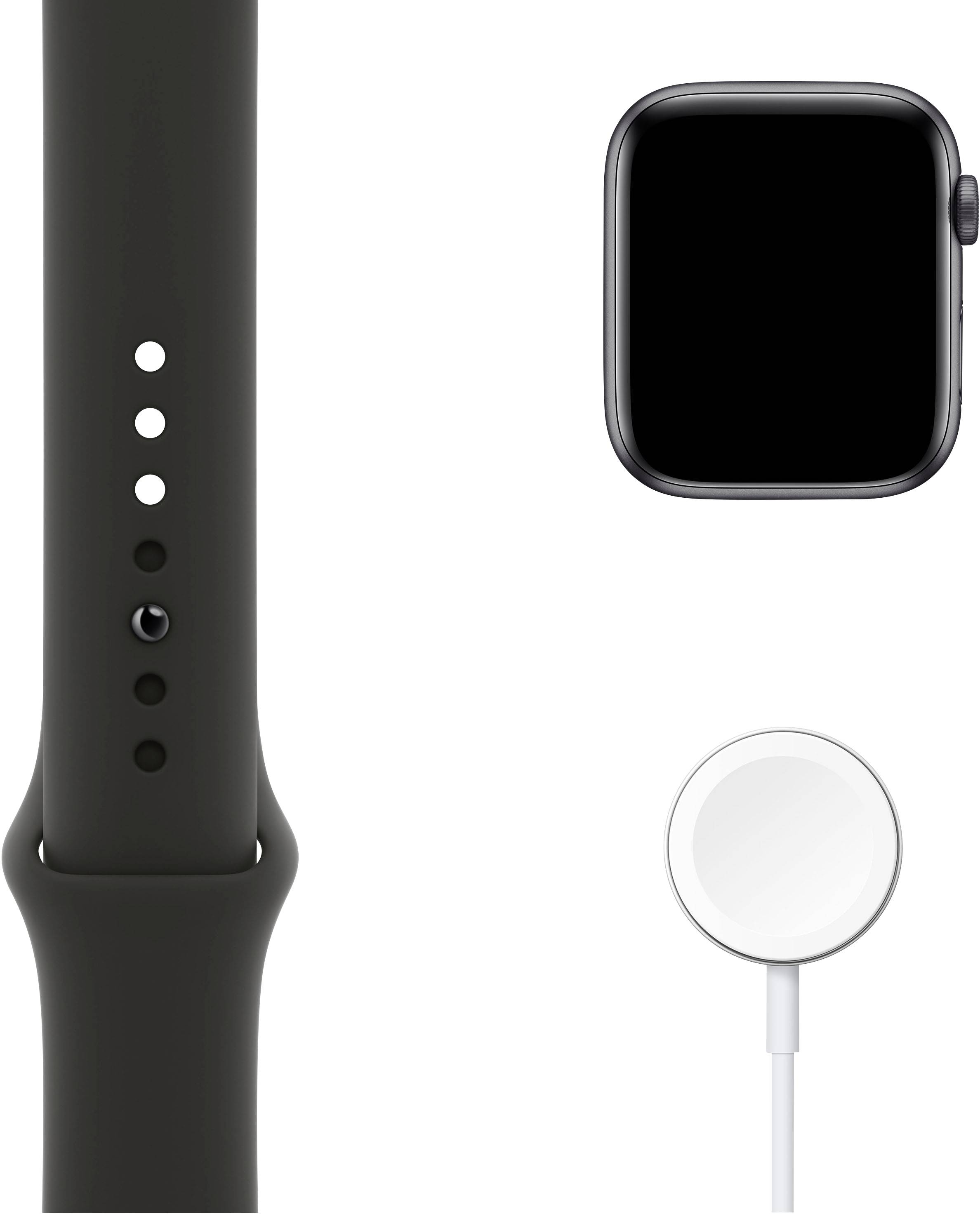 Apple Watch SE GPS 44mm Aluminiumgehäuse Space Grau Sportarmband Schwarz