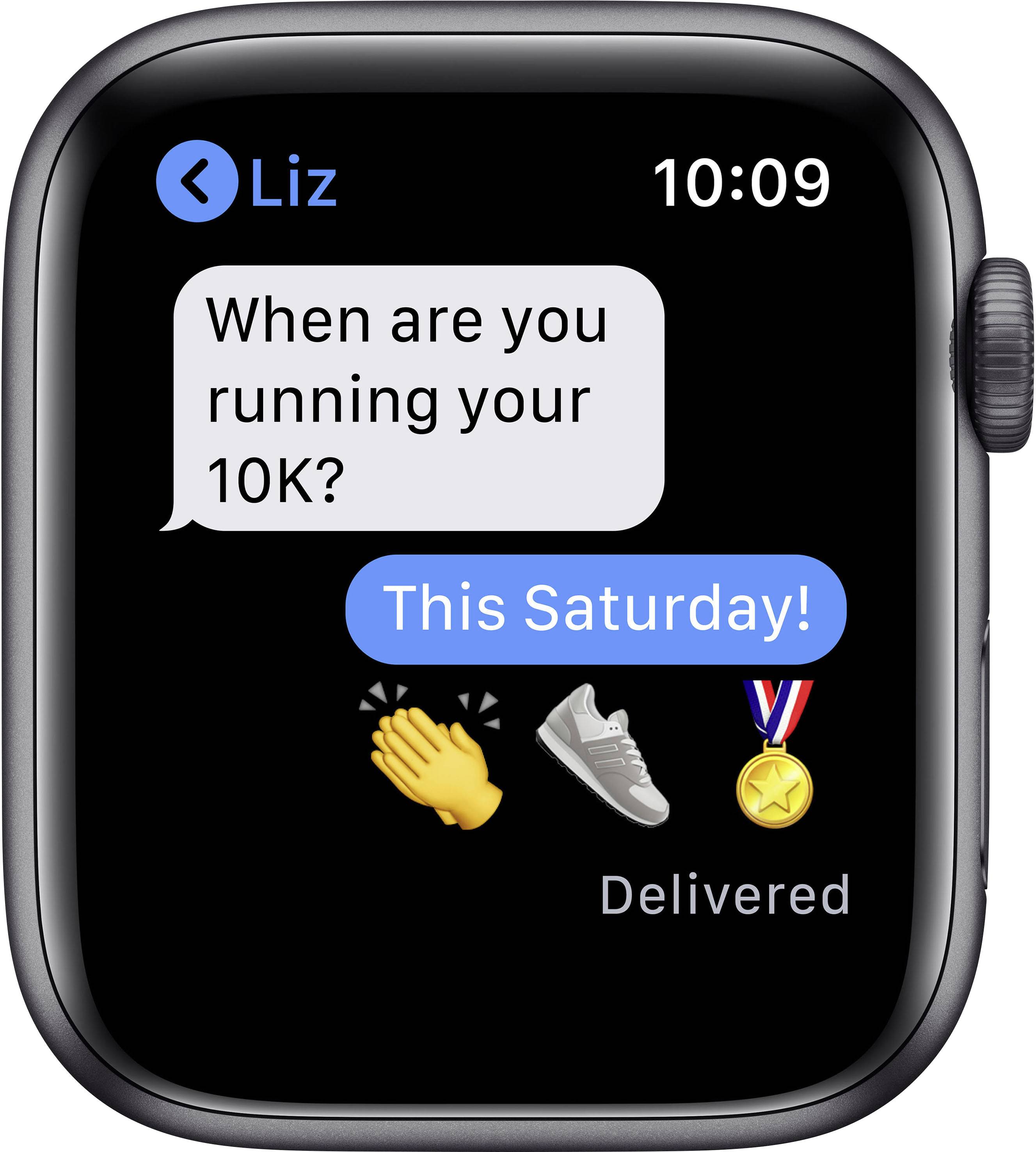 Apple Watch SE GPS 44mm Aluminiumgehäuse Space Grau Sportarmband Schwarz