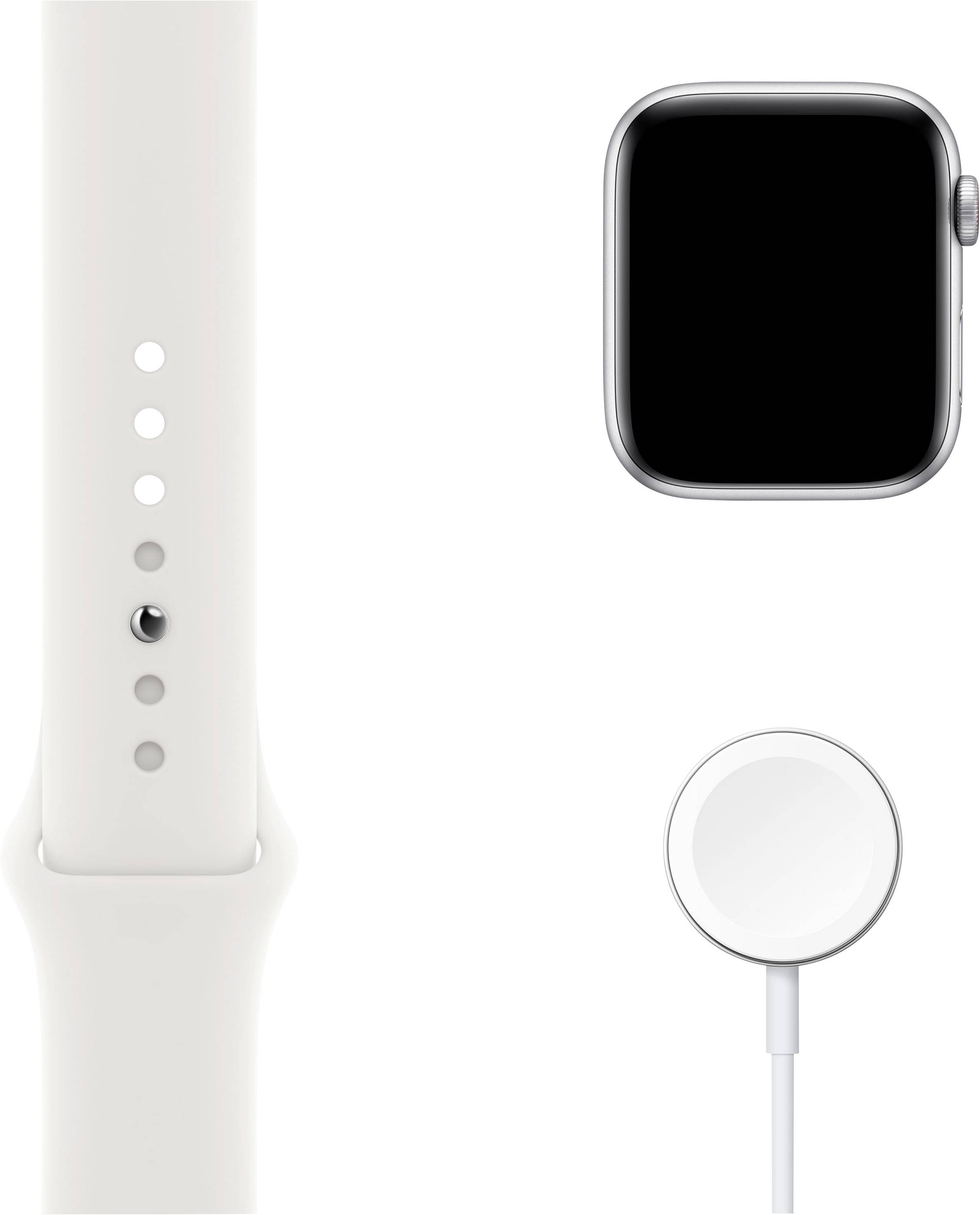 Apple Watch SE GPS + Cellular 44mm Aluminiumgehäuse Silber Sportarmband Weiß