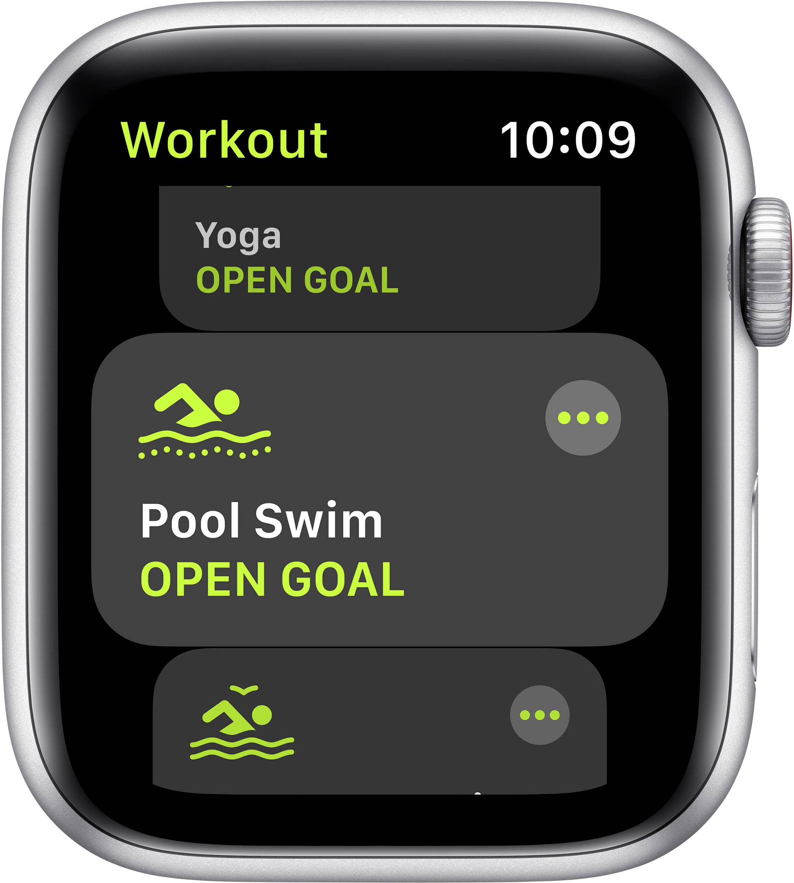 Apple Watch SE GPS + Cellular 44mm Aluminiumgehäuse Silber Sportarmband Weiß