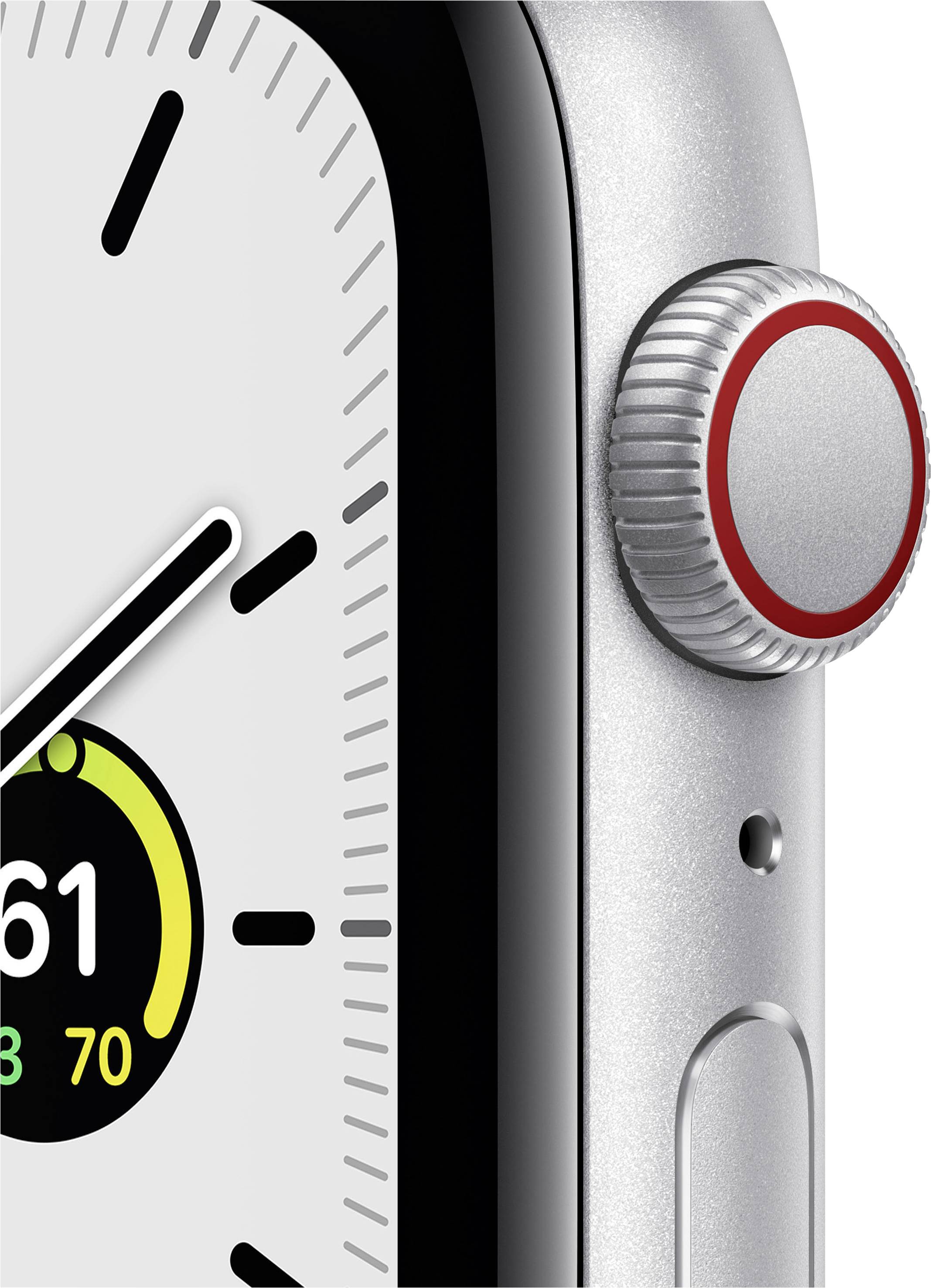 Apple Watch SE GPS + Cellular 44mm Aluminiumgehäuse Silber Sportarmband Weiß