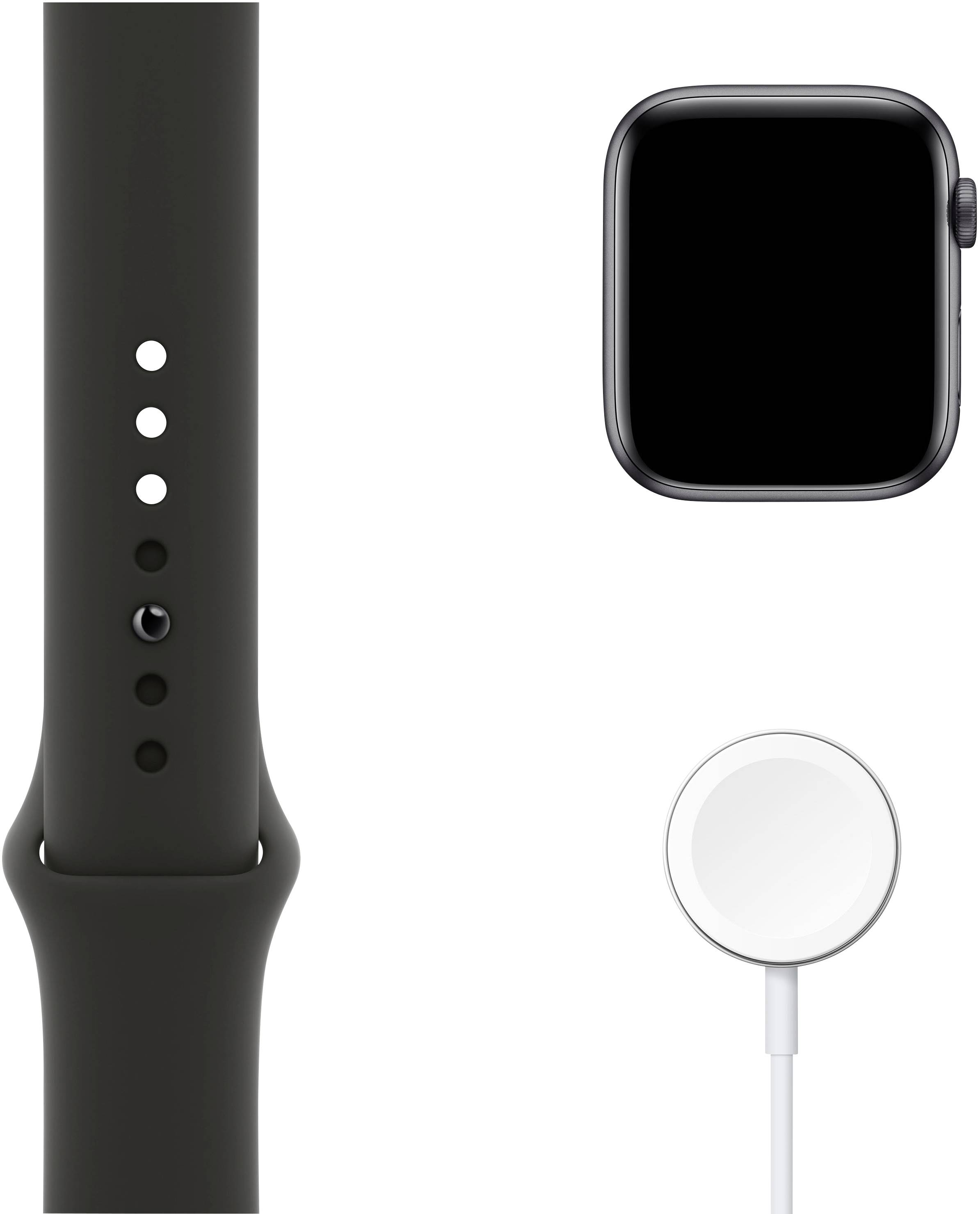 Apple Watch Series 6 GPS 44 mm Aluminiumgehäuse Space Grau Sportarmband Schwarz