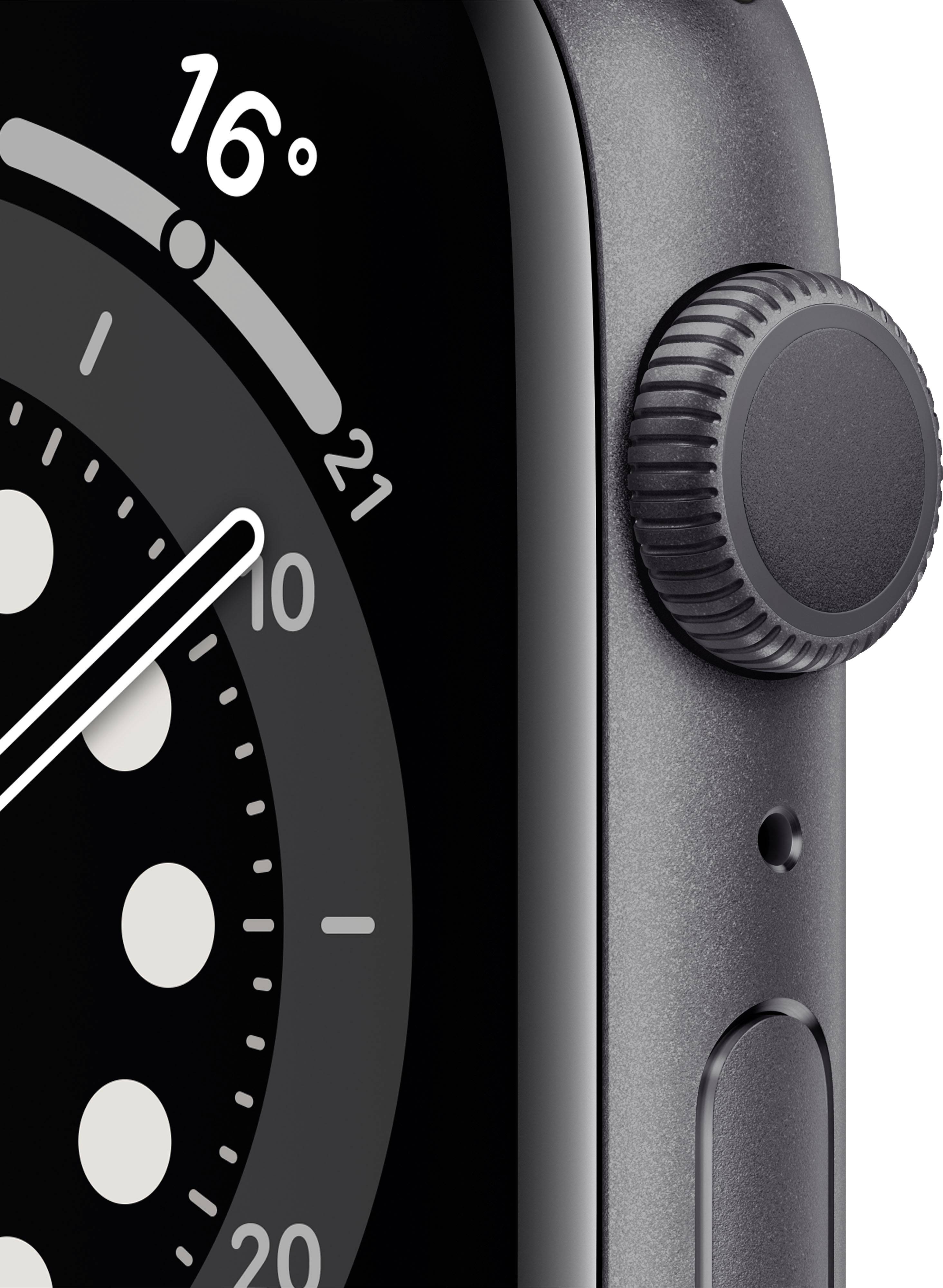 Apple Watch Series 6 GPS 44 mm Aluminiumgehäuse Space Grau Sportarmband Schwarz