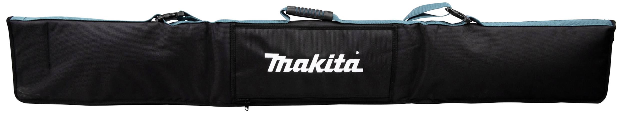 Eine lange schwarze Tragetasche mit dem weißen Logo von 'Makita' in der Mitte.