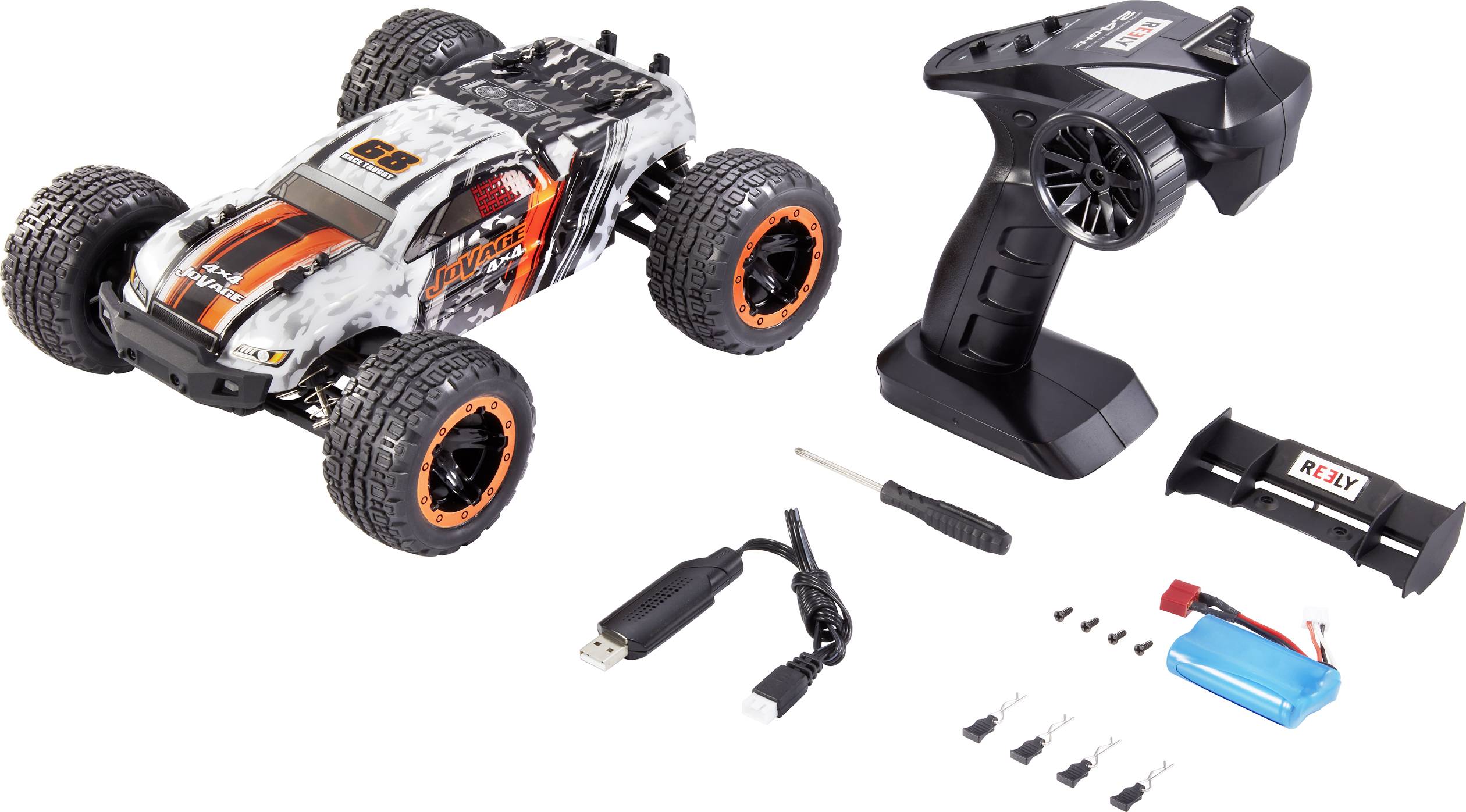 Reely Jovage 4x4 Orange, Weiß Brushed 1:16 RC Einsteiger Modellauto Elektro Truggy Allradantrieb (4WD) RtR 2,4 GHz Inkl. Akku und Ladegerät