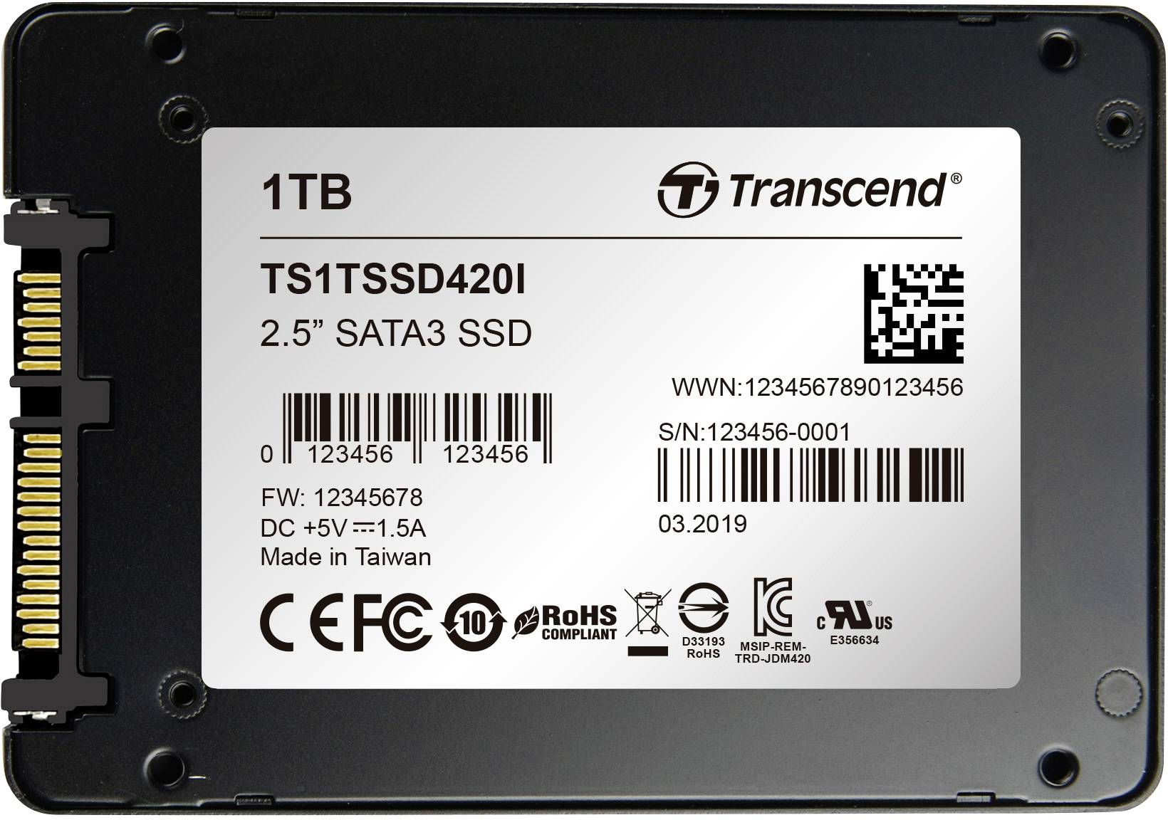 Transcend SSD420I 1TB Interne SATA SSD 6.35cm (2.5 Zoll) SATA 6 Gb/s Industrial TS1TSSD420I